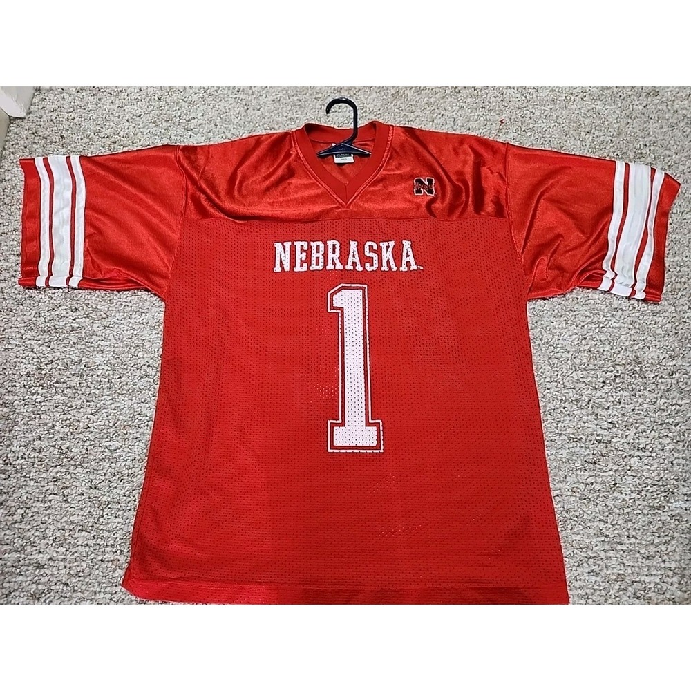 Nebraska Huskers Football Jersey #1 Large Signal Sport Vintage